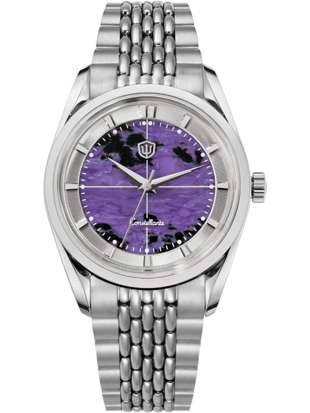 Men's Purple/ Sapphire-OTF Clasp Crystal Arctic 36mm VH31 Quartz Wrist Watch